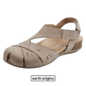 Earth Origins Women's Sandals Size 6M Beige Leather Comfort Casual Shoes